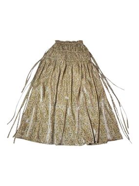 Sabina Musayev Yellow Metallic Floral Maxi Skirt
